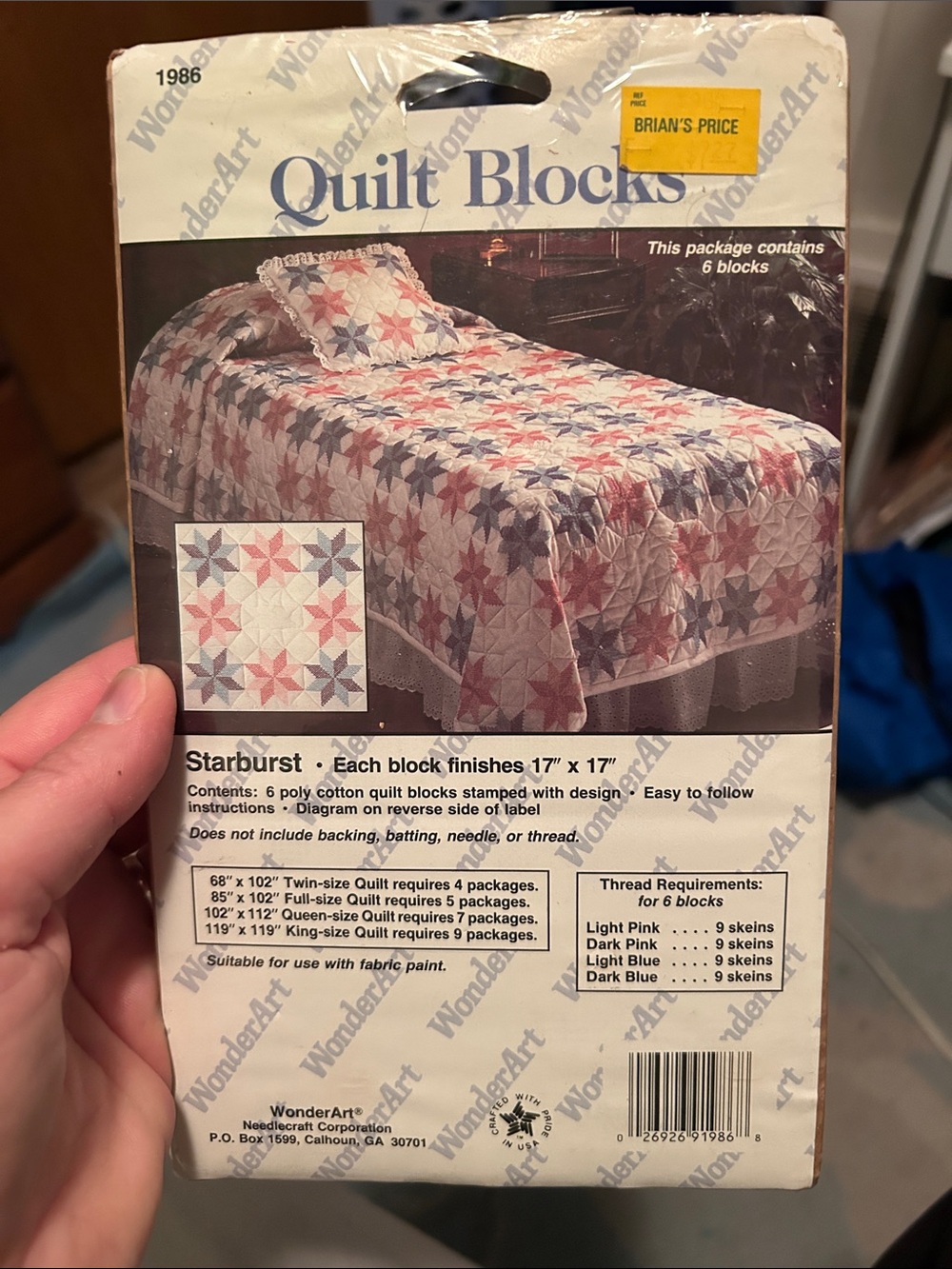 Starburst Quilt Blocks Kit - Pink, Blue & White